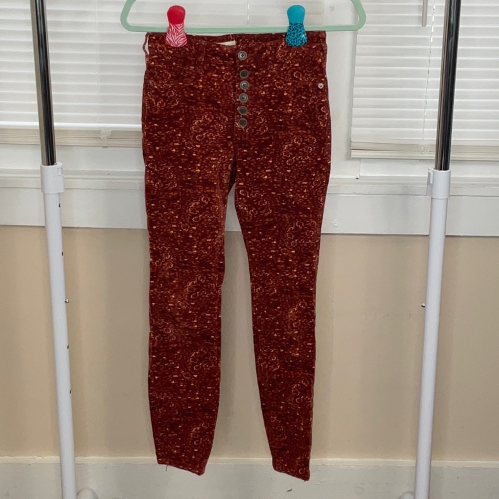 Pilcro Patterned High Rise Skinny Corduroy Pants